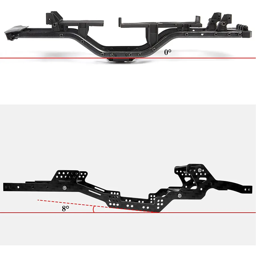 OGRC Carbon Fiber SCX24 Angled Skid Chassis Kit Angled Skid LCG Chassis Kit for Axial SCX24 Deadbolt JLU C10 Bronco Upgrade Part