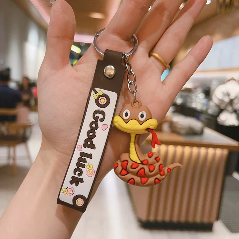 Creative Snake Pendant Keychain Cute Cartoon Zodiac Snake Year Lucky Pendant Backpack Hanging Decoration Accessories Gifts