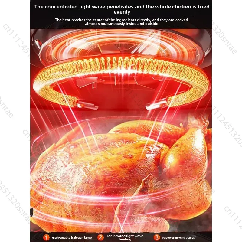 Glass Air Fryer, Household Smoke-free Electric Fryer, Multifunctional Light Wave Stove, Visual French Fries Machine view 2