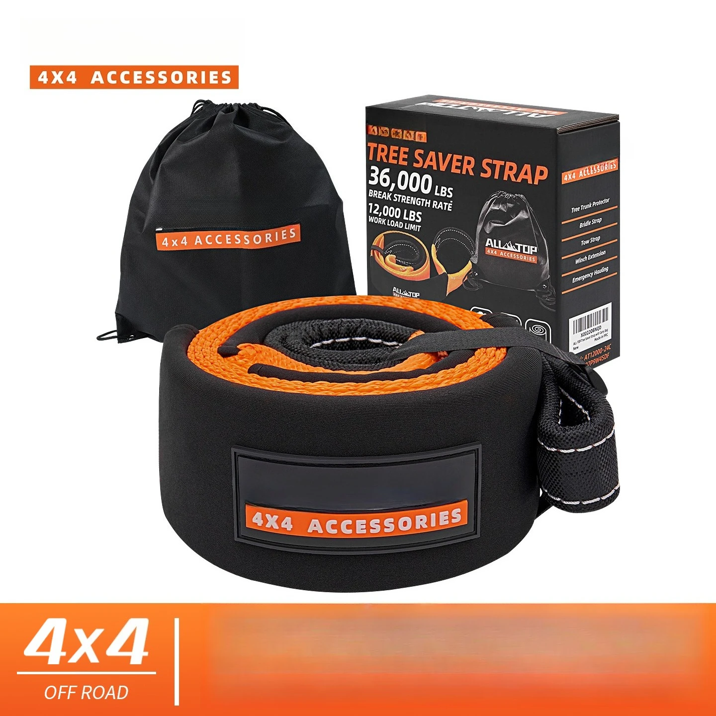 Heavy Duty Car Tow Rope, Off-road Recovery Tree Saver Strap, Strong Traction Binding Belt For Vehicle Rescue