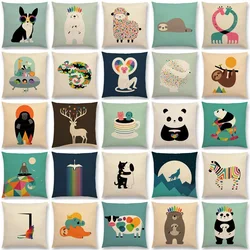 Latest Cartoon Animals Interesting Deer Panda Sheep Bulldog Chameleon Colourful Cushion Cover Car Sofa Throw Pillow Case