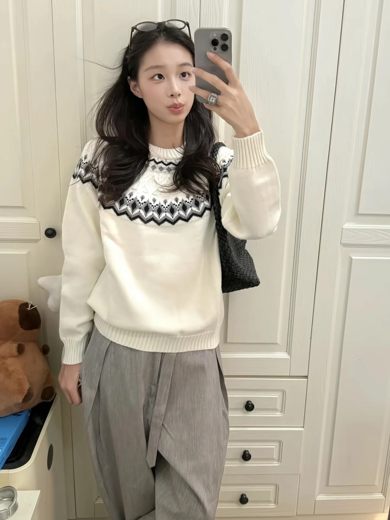 

Retro Knitted Sweater Polar Fce Casual Thiened round Ne Comfortable Winter Sweatirt ex Youth Loose Fit Color