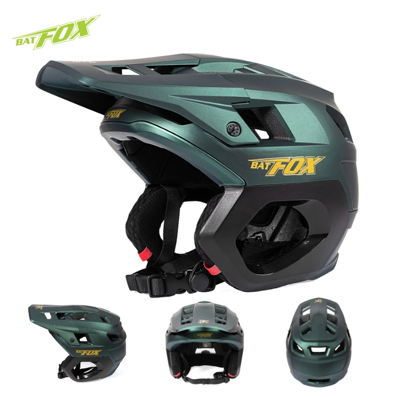 Kask rowerowy BATFOX z ochroną uszu, kask 3/4 Off Road MTB, kask rowerowy do sportów outdoorowych, bezpieczny kapelusz, wentylowany kask rowerowy trzy-czwarte