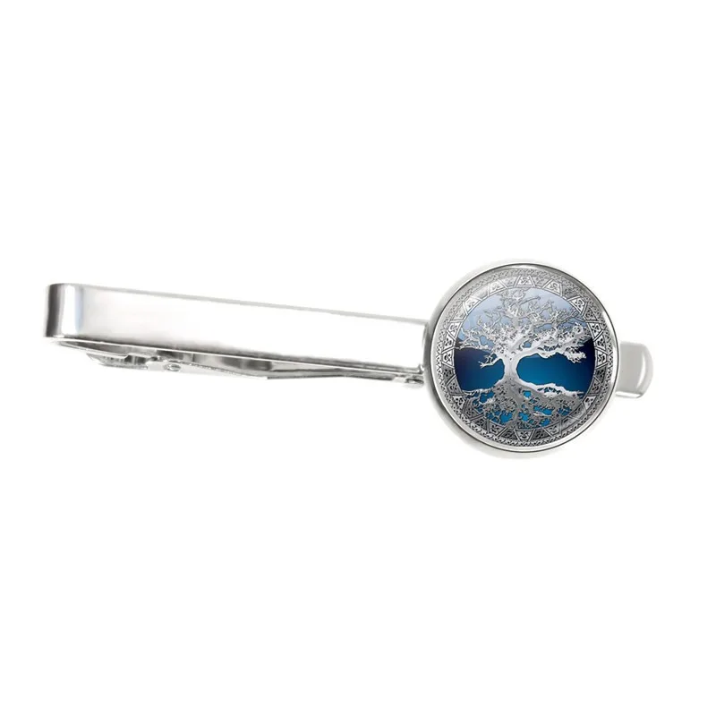 Fashion Trend Tree of Life Art Print Tie Clip, Men's Fashion Time Gem Tie Clip