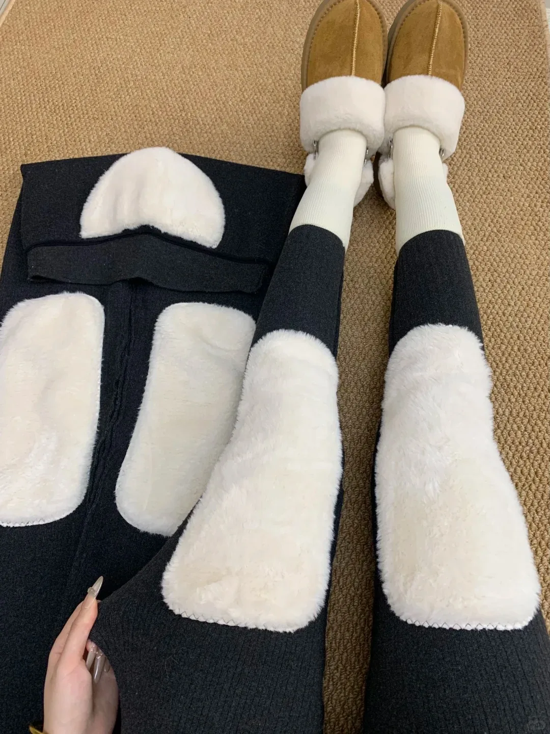 Harbin Thickened Fleece Lined Men's Wool Pants Winter Warm Cotton Trousers for Middle Aged And Elderly People Home Heating Pants