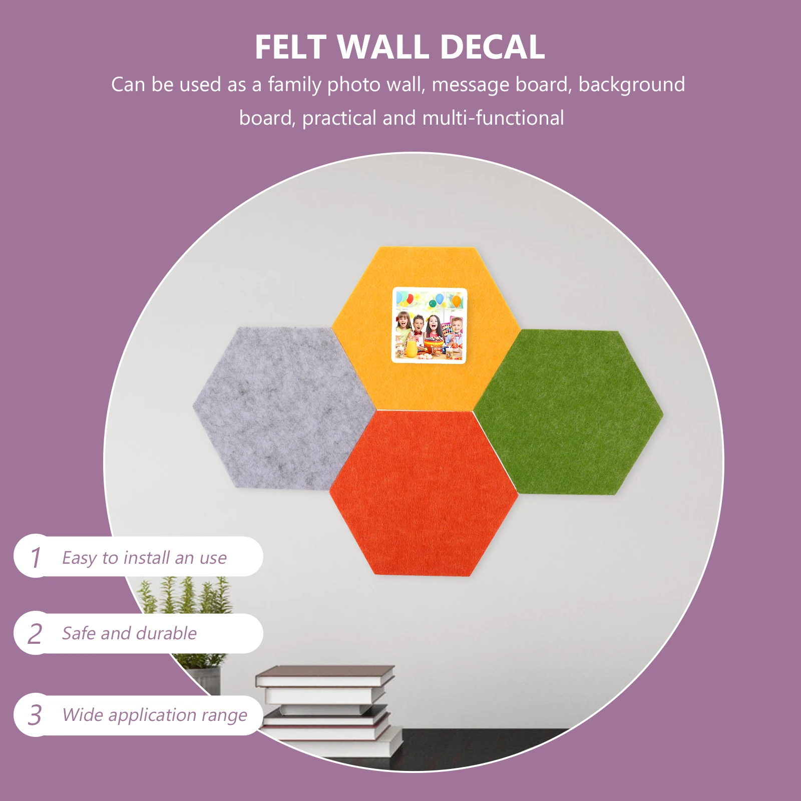 

8pcs Hexagon Pin Board Wall-Mounted Memo Bulletin Picture Display Bulletin Board Hexagon Office Home Decor Adhesive Wall Tiles