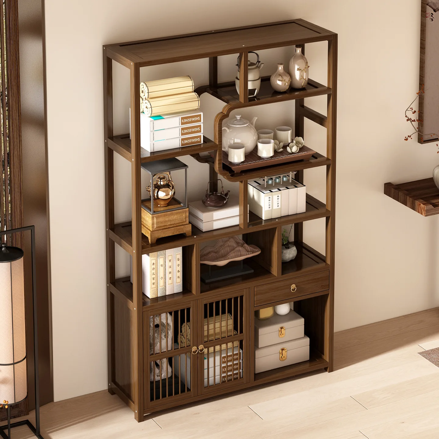Rack Tea Cabinet Shelf Tea Set Tea Multi-layer Decorative Rack Storage and Display Rack