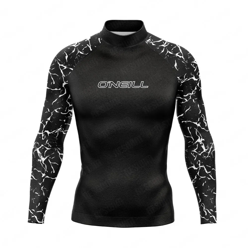 New Men's Long Sleeve Surfing Suit Rashguard Swimsuit UPF 50 Sun Protection Surf Shirt Diving Swimming Tight Rash Guards Clothes