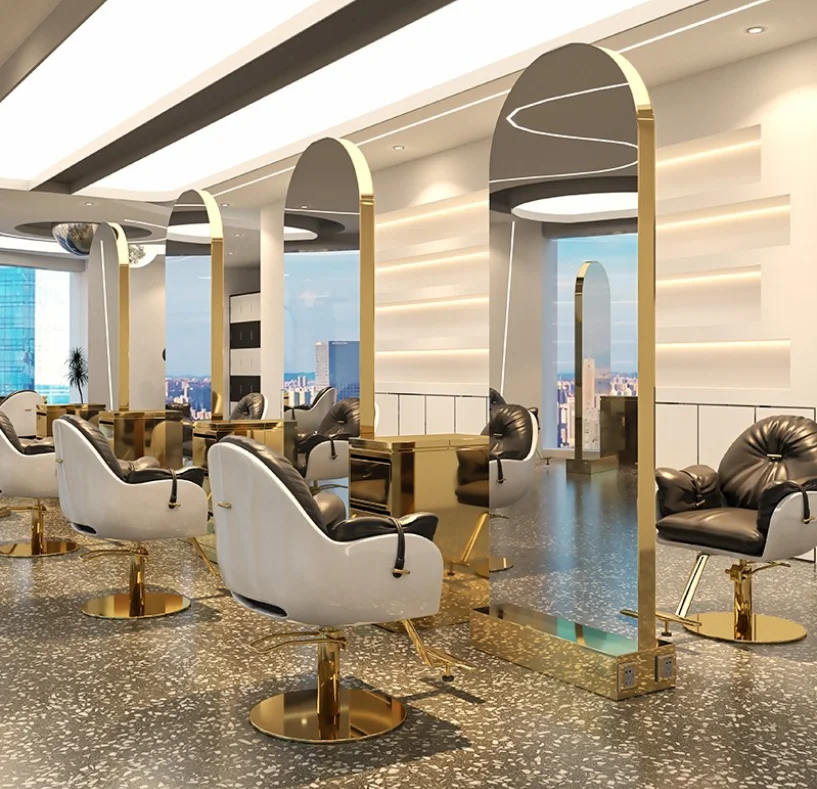 220Cm High Grade Kapper Spiegel Platform Kappers Winkel Rvs Kapsel Vloer Spiegel