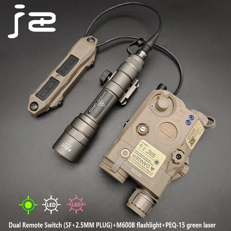 Tactical PEQ 15 Red Green Blue Laser IR fill light M300B M600B Flashlight  Dual Control Pressure Switch Airsoft 20mm rail