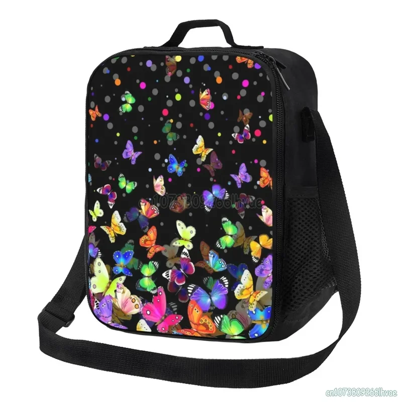 

Colorful Butterflies Lunch Bags for Women Resuable Oxford Waterproof Thermal Cooler Bento Box for Office Work School Picnic