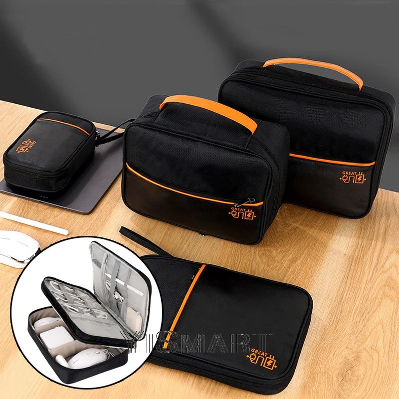 3 Layer Portable Data Cable Storage Bag Digital USB Charger Earphone Wire Power Bank Organizer Box Travel Kit Storage Case Pouch