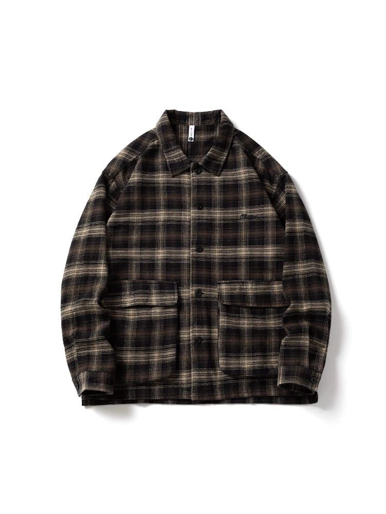 

Extra Large Size Spring Autumn Couple American Retro Pure Cotton Long Sve Plaid irt Men Loose Casual Outerwear