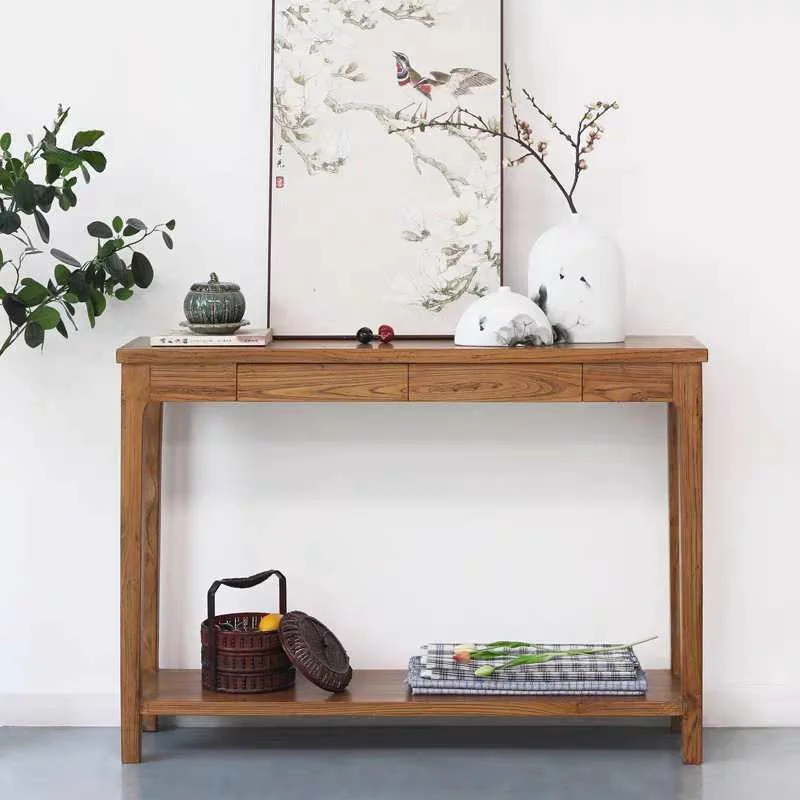 New Chinese entrance table, solid wood long strip cabinet