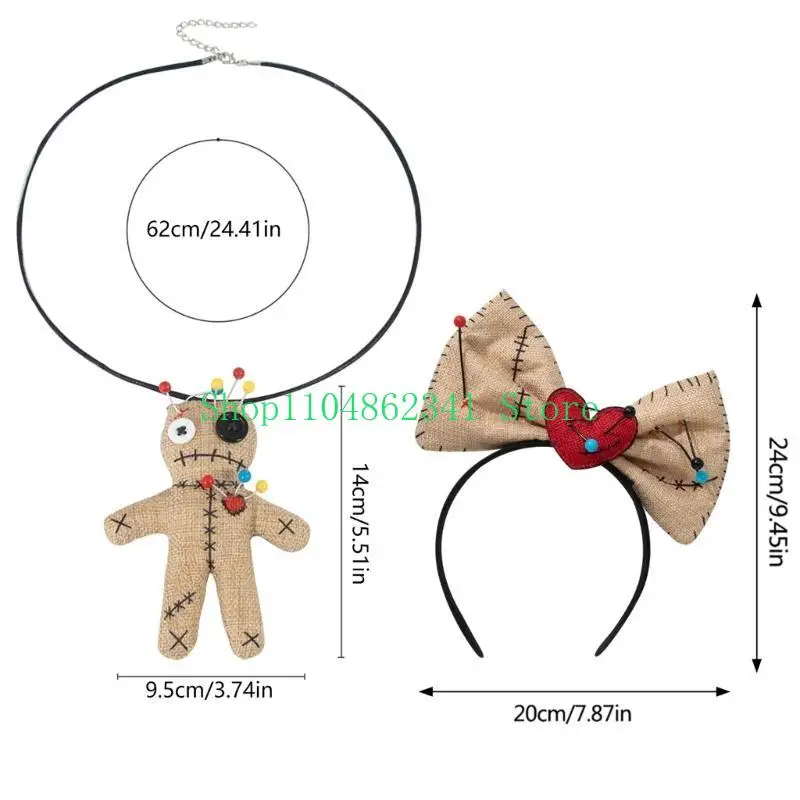 5ASD Voodoo Doll Doll Tume Hair Toop -Masquerades Fiesta fiesta para Halloweens