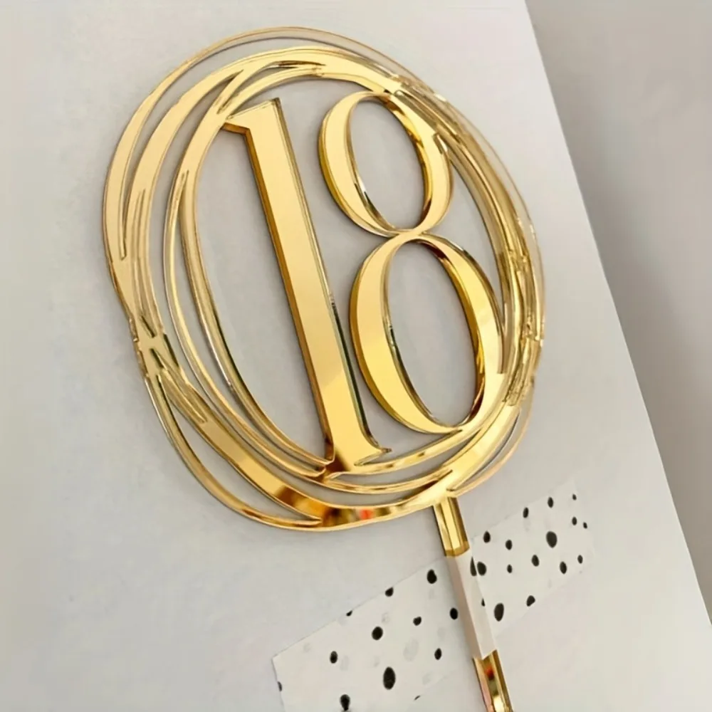 Acryl-Kuchenaufsatz für eine 18. Geburtstagsfeier, mit goldenem Design, perfekt zum Dekorieren von Kuchen und Cupcakes. – Detail 4