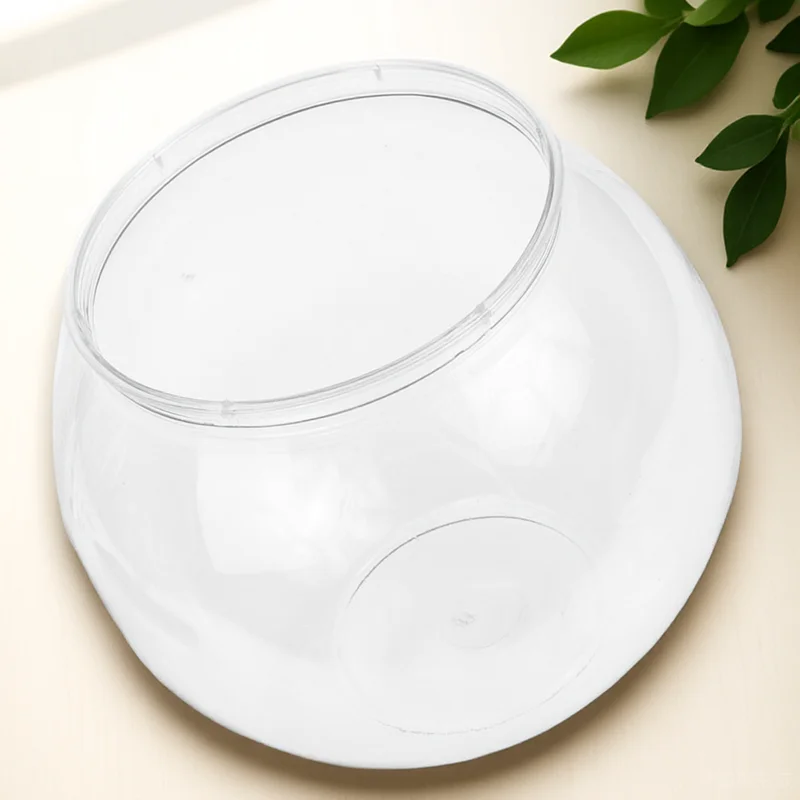 

Transparent Plastic Bowl Round Aquarium Lightweight Anti-Falling Fish Tank For Home Office Desktop Decorative Household