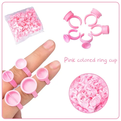 Imagen 2 del producto 100 Uds. Tapas de tinta de tatuaje desechables Microblading pigmento permanente tapa anillo maquillaje pegamento para pestañas Gel de uñas tatuaje anillo taza contenedor