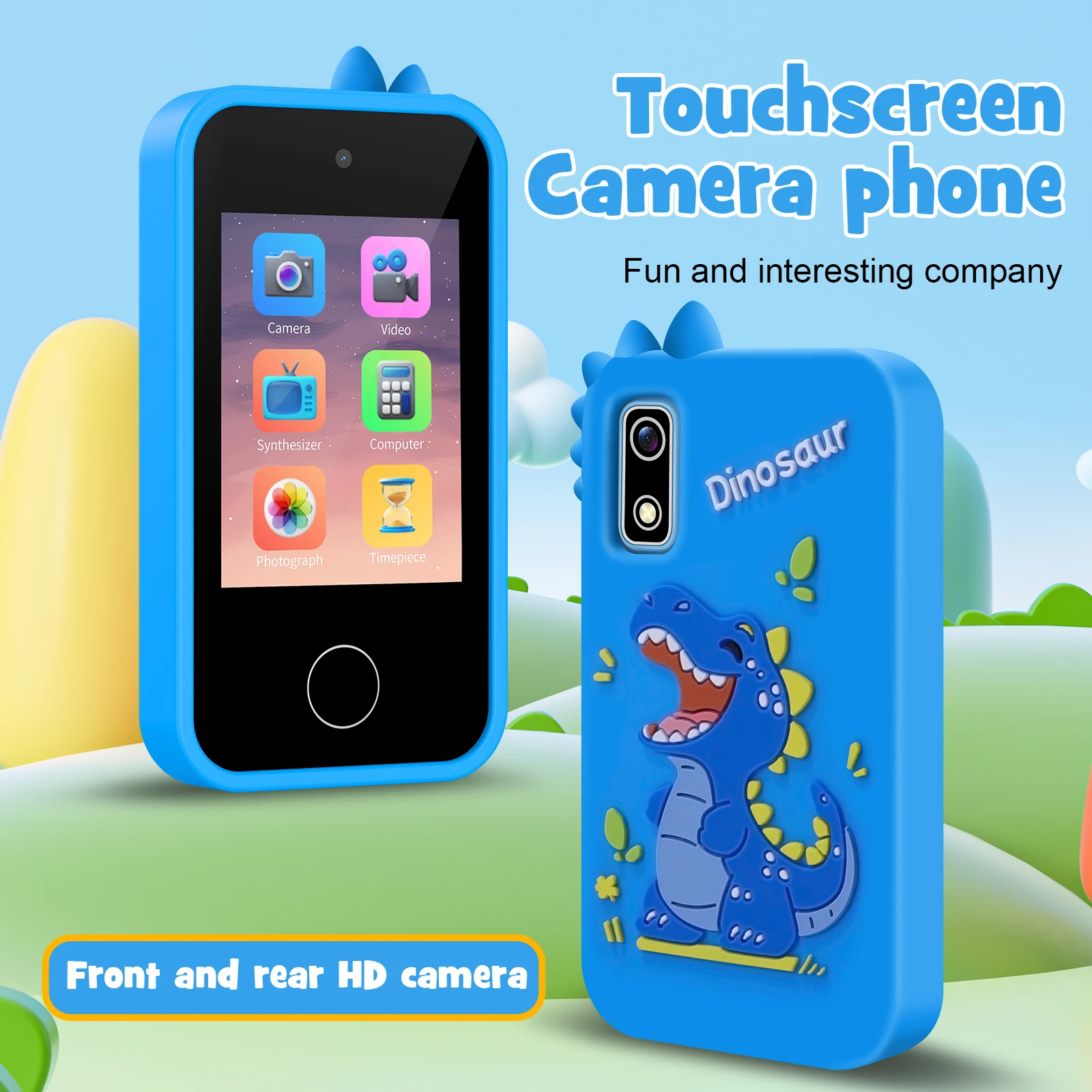 Kids Smart Phone Educational Toys Children Musical Player Mp3 Dual Camera Selfie with 512Mb Card Touchscreen Learning Toy Gifts