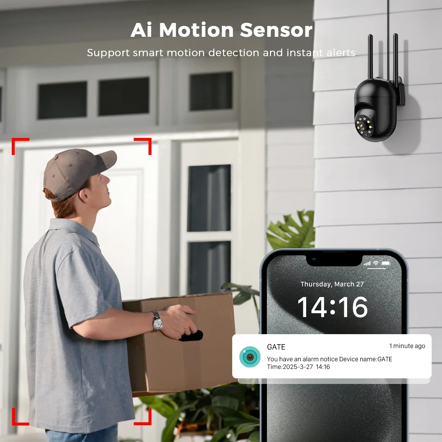 Mini PTZ Wifi Camera 4MP 2K ICsee Surveillance Camera 5X Digital Zoom HD Night Vision Human Detection Home Security Protection