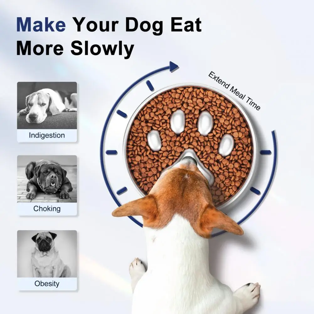 

900ml Dog Slow Feeder Bowl Anti-Slip Dog Slow Feeder Dry Wet Food Feeding Bowl Cute Cat Paw Bone Design Dog Bowl Pet Accessories