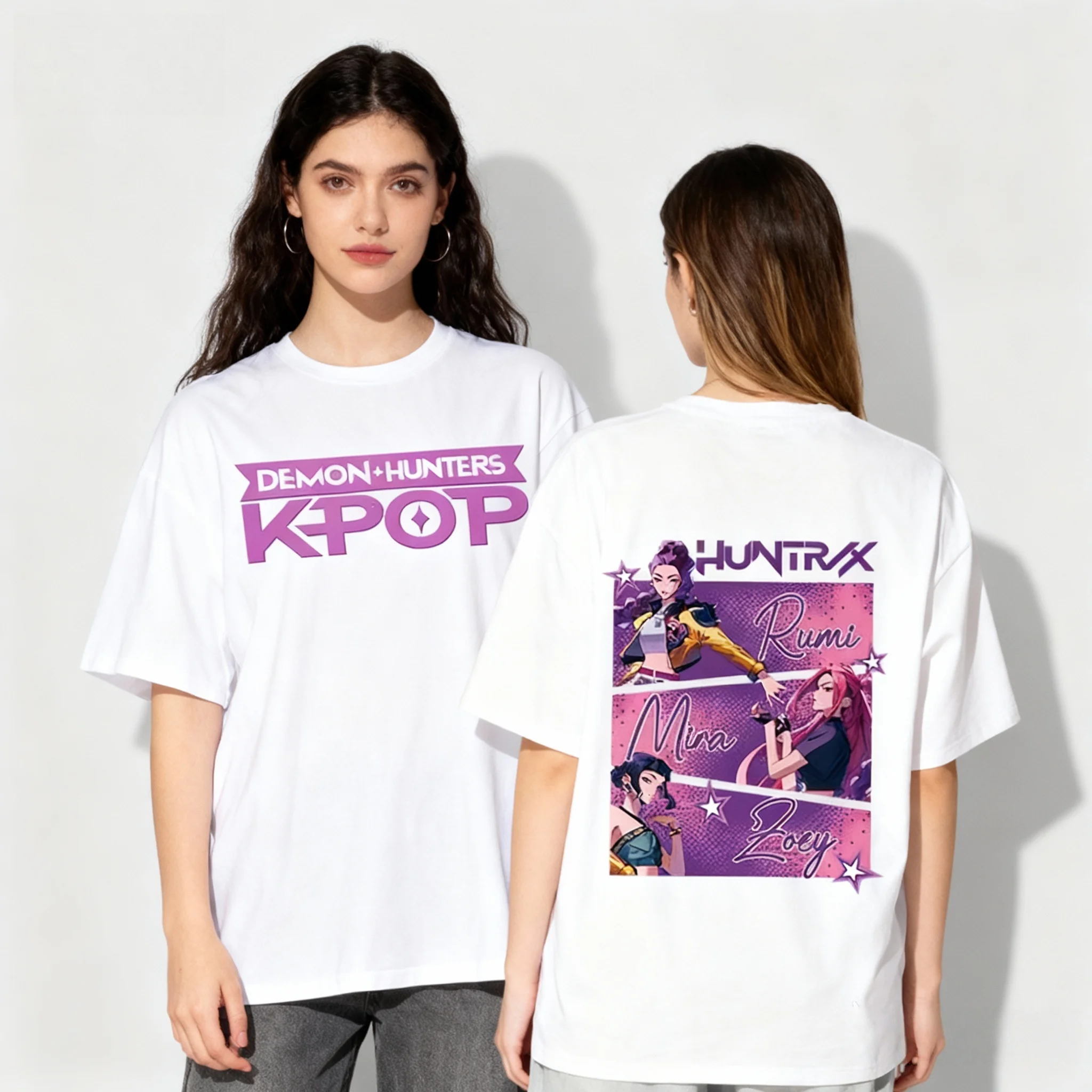 

25/26 летняя футболка из аниме-фильма KPOP Witch Hunt Same, корейская, европейская и американская уличная футболка большого размера для взрослых, женщин и детей