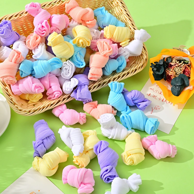 5 Paar Kindersocken, Sommer, dünner Schnitt, Kinder-Candy-Socken, Sommer, Baby, bunte Candy-Farben, 1–3 Jahre, kurze Kindersocken