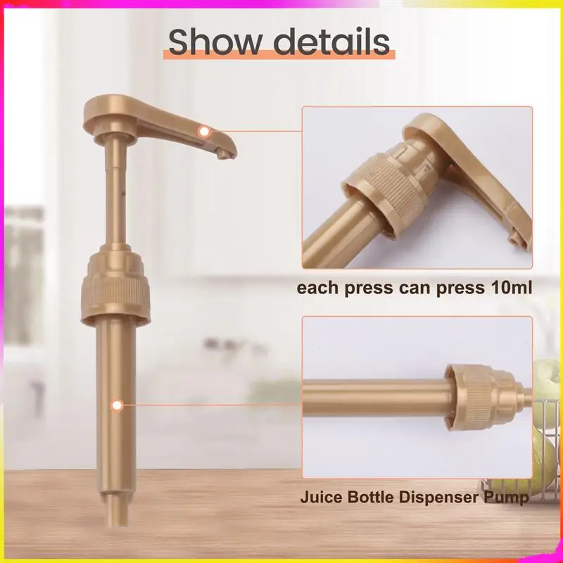 M04K 10 Pcs Coffee Milk Tea Dispenser Syrup Pump Gold Liquid Dispenser For Torani Syrup 8Ml Juice Bottle Dispenser Pump