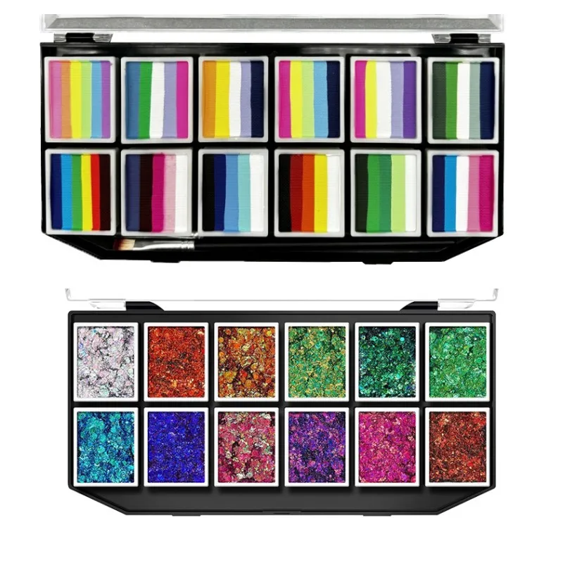 Special Offer Combination Set Best Price 12 Color Face Painting Colors Glitter Gel Palette Non-Toxic Safe Special Effects Stage