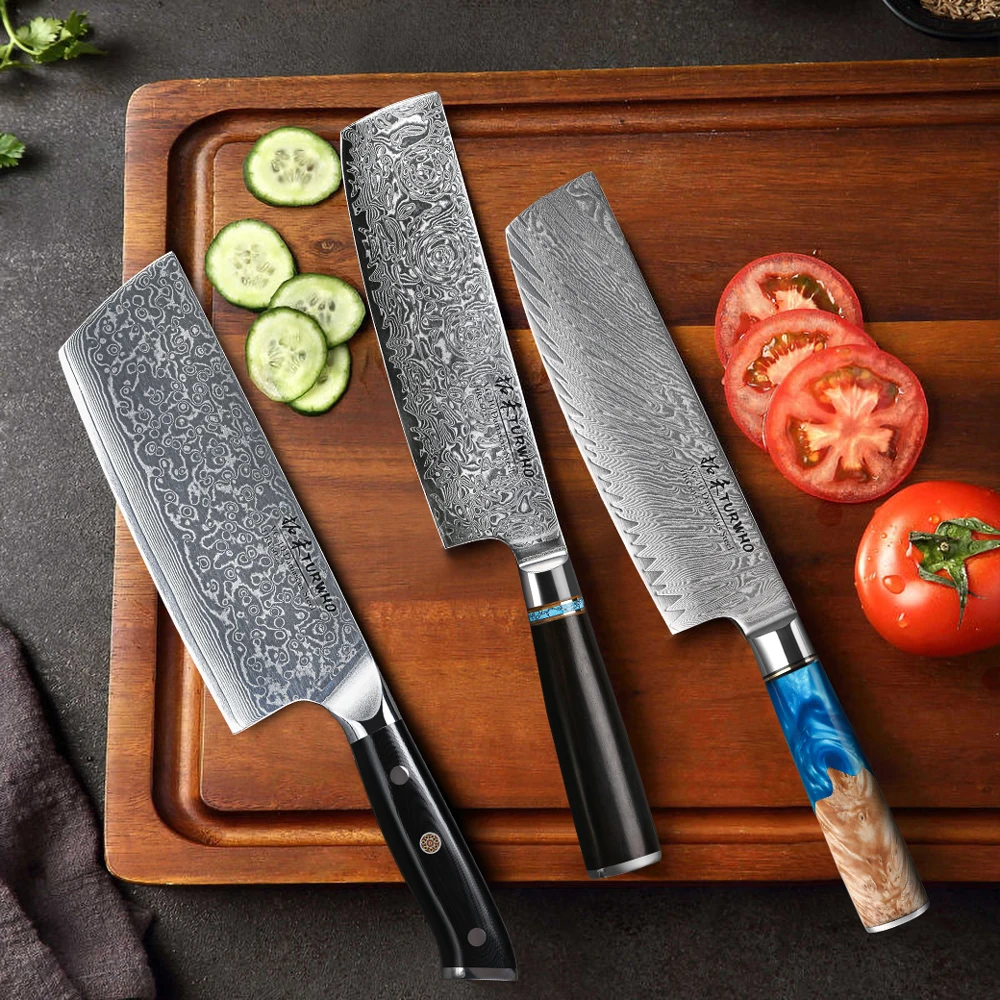 Imagem -03 - Turwho-faca Nakiri Japonesa Profissional 67 Layer Aço Damasco Vg10 para Cozinha Vegetal Carne Cutelo