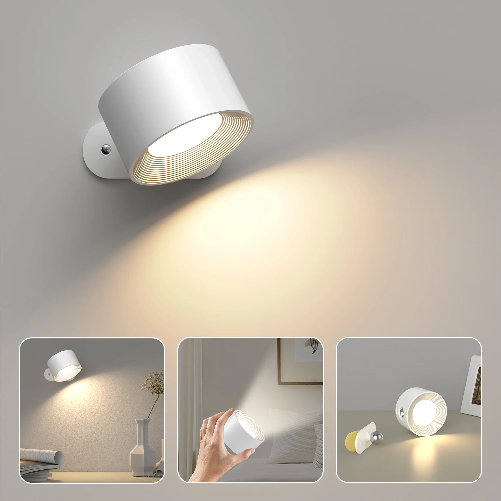 

LED Wall Sconces light, 3 Brightness Levels 3 Color Modes Wall Lights, 2000mAh Battery Operated 360° Rotatable Touch Control