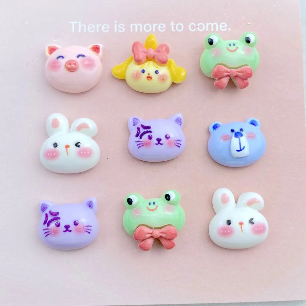 12Pcs New Cute Resin Small Frog, Rabbit, Cat, Bear, Pig Flat Back Ornament Jewelry Making Manicure Hairwear Accessories