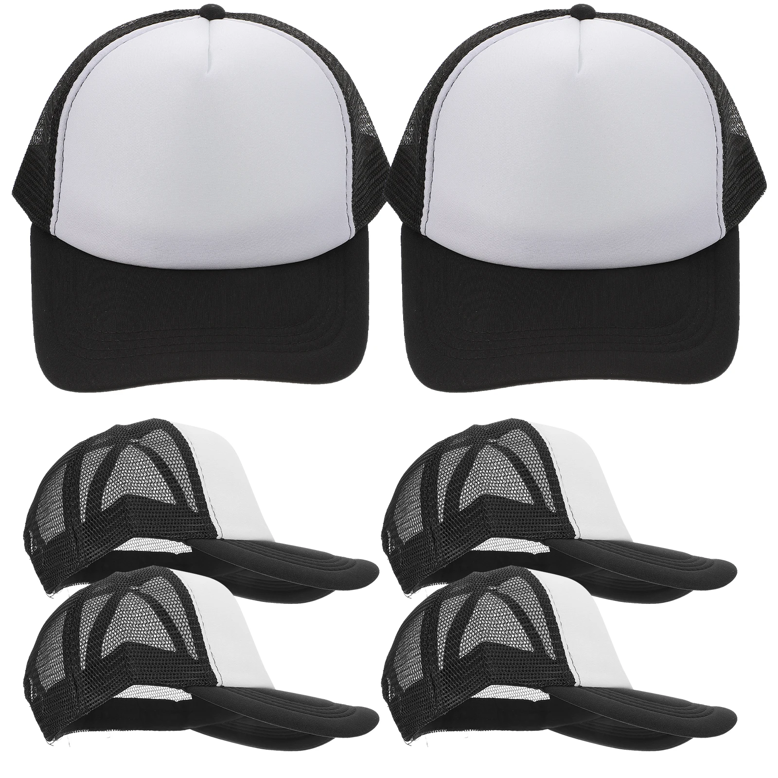 

10pcs Blank Mesh Baseball Caps Sublimation Diy Customizable Breathable Lightweight Snapback Adjustable Unisex Black for Outdoor