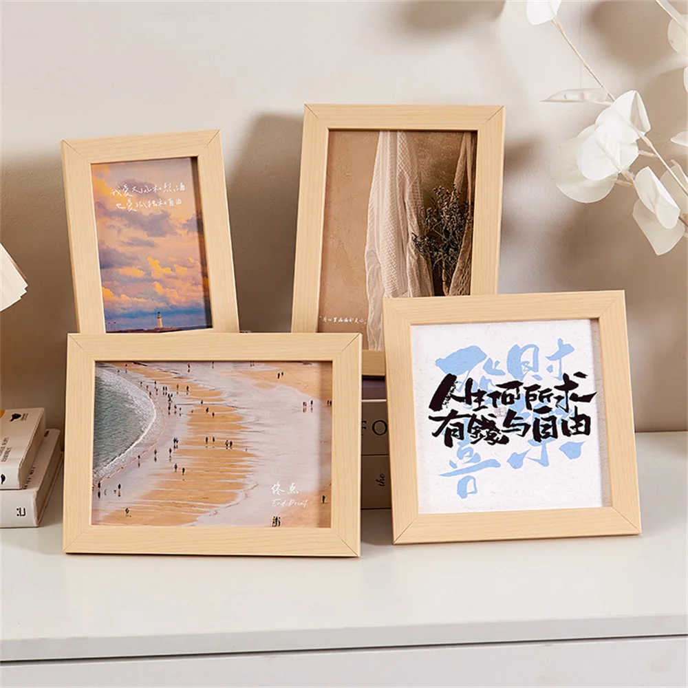 Free Photo Printing Simple Style Wooden Photo Frame Family Portrait Photography Wedding Travel Studio Multi-size Ornaments