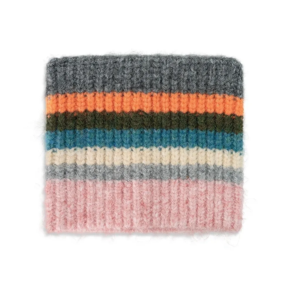 Rainbow Striped Knitted Beanie Hat 55-59cm Head Circumference Daily Use Wool Blend Beanie Warm Winter Skull Cap Girls
