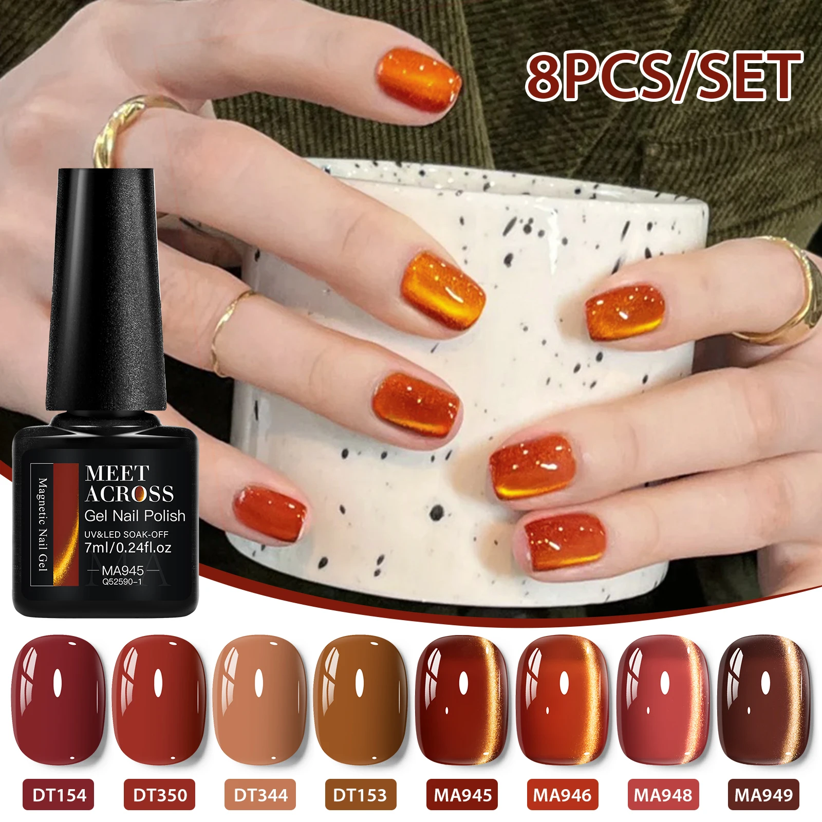 

9pc Gel Polish Kit Color & Magnetic Nail Art, UV LED Curing, Salon Quality Polish, DIY Manicure, Nail Supplies for Women Girls