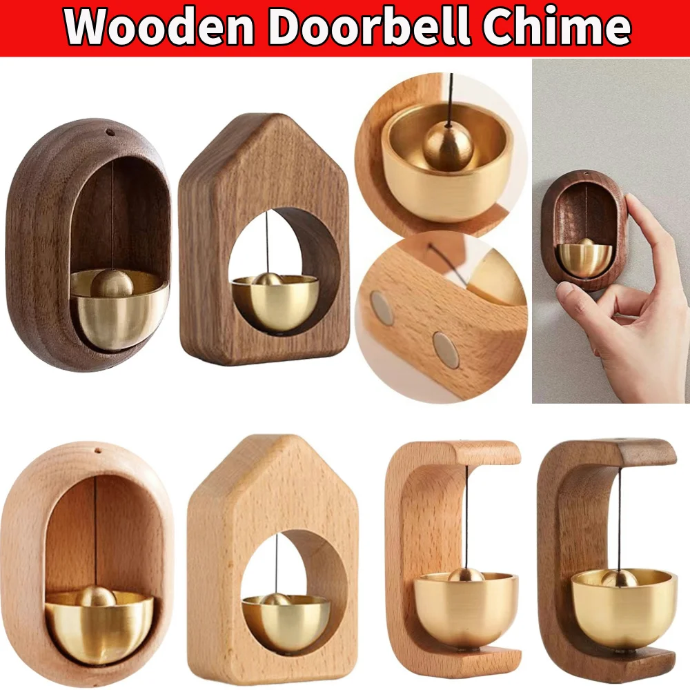 Wooden Wind Chimes Japanese Style Magnetic Wood Doorbell Hanging Decor Loud Door Bell Entering Reminder Home Decor