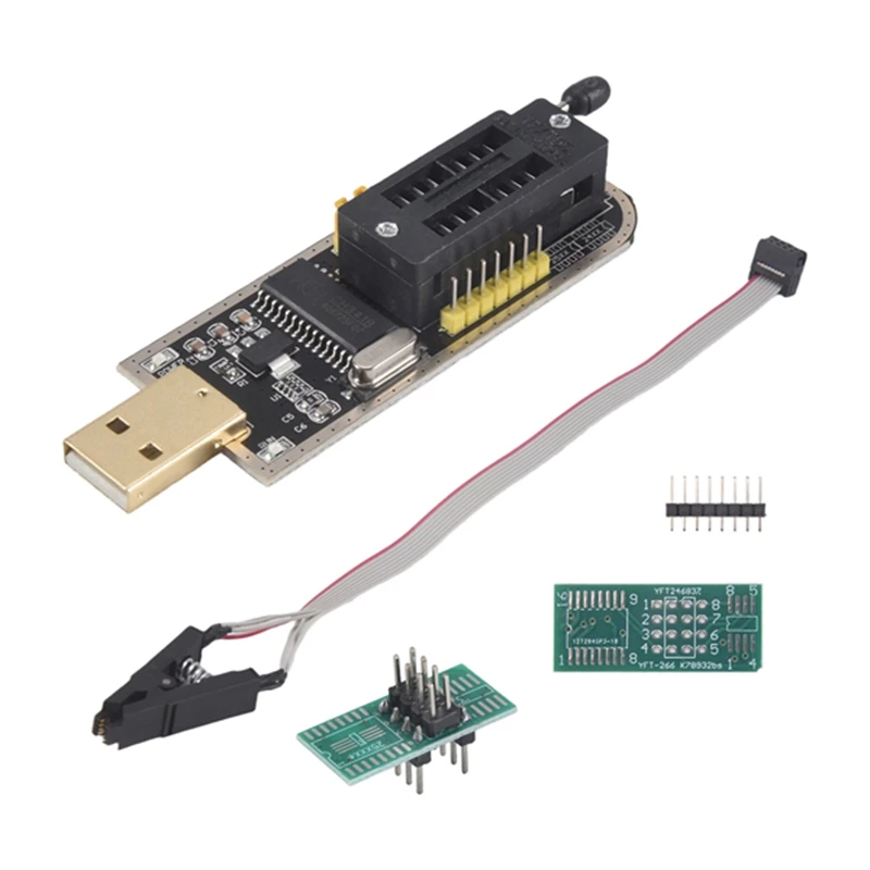

Модуль USB-программатора CH341A для EEPROM Flash BIOS серий 24 и 25 + тестовый зажим SOIC8 SOP8 для EEPROM 93CXX / 25CXX / 24CXX