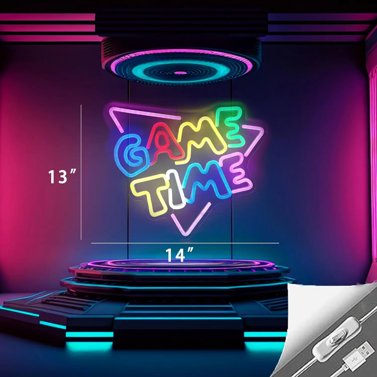 Game Time Neon Sign LED Neon Lights Sign for Bedroom Man Cave Game Room Home Party Bathroom Bar Club Art Decor Gifts