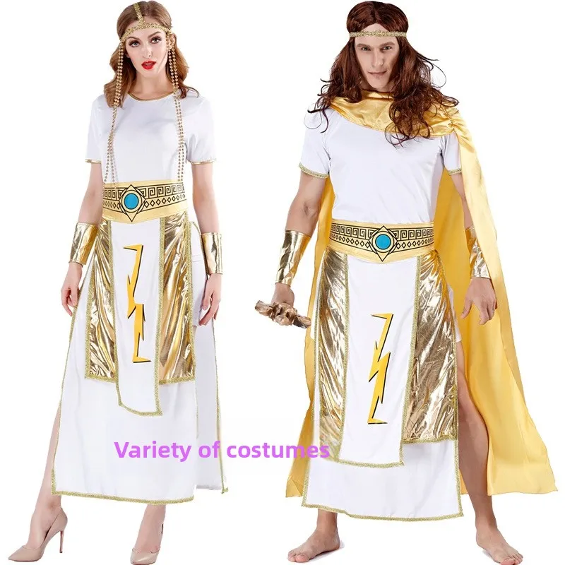 

loween Ancient Egyptian King Queen Costume Movie Character Roleplay Clothes Women's Traditional Chinese Clothing Stage Cos...
