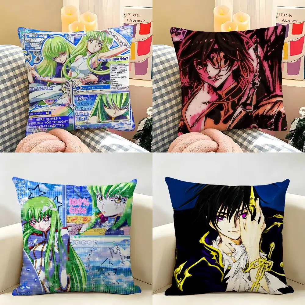 Fodera per cuscino Anime C-cODE GEASS in lino naturale con stampa fronte-retro, federa decorativa per divano e arredamento casa