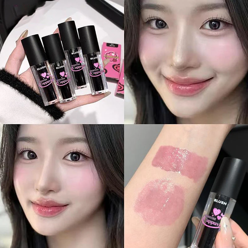 كابوفيني أسود سائل اللون تغيير أحمر الخدود الشفاه العين الخد تينت كريستال ترطيب أحمر الخدود شفاف تشانغ جل روج كريم