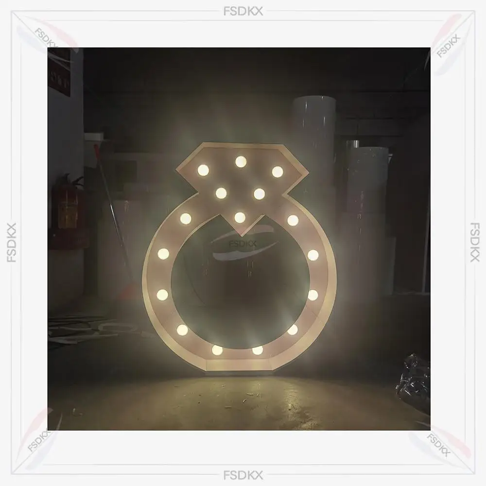 Promotional Circle Acrylic Pvc Diamond Ring Shape Wedding Stage Backdrop With Led light