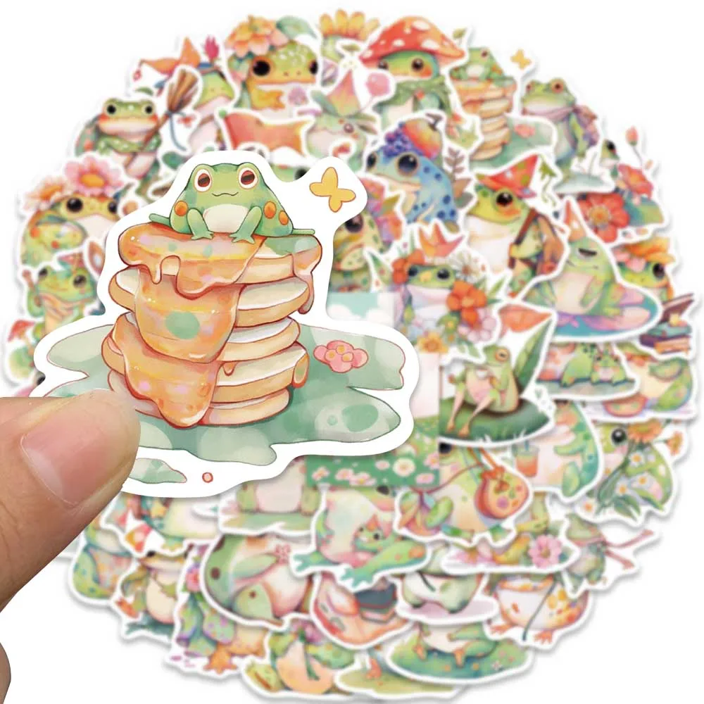 50pcs Colorful Fruit Juice Frog Stickers Cute Cartoon Decals DIY Water Bottle Laptop Luggage Skateboard Scrapbook Sticker