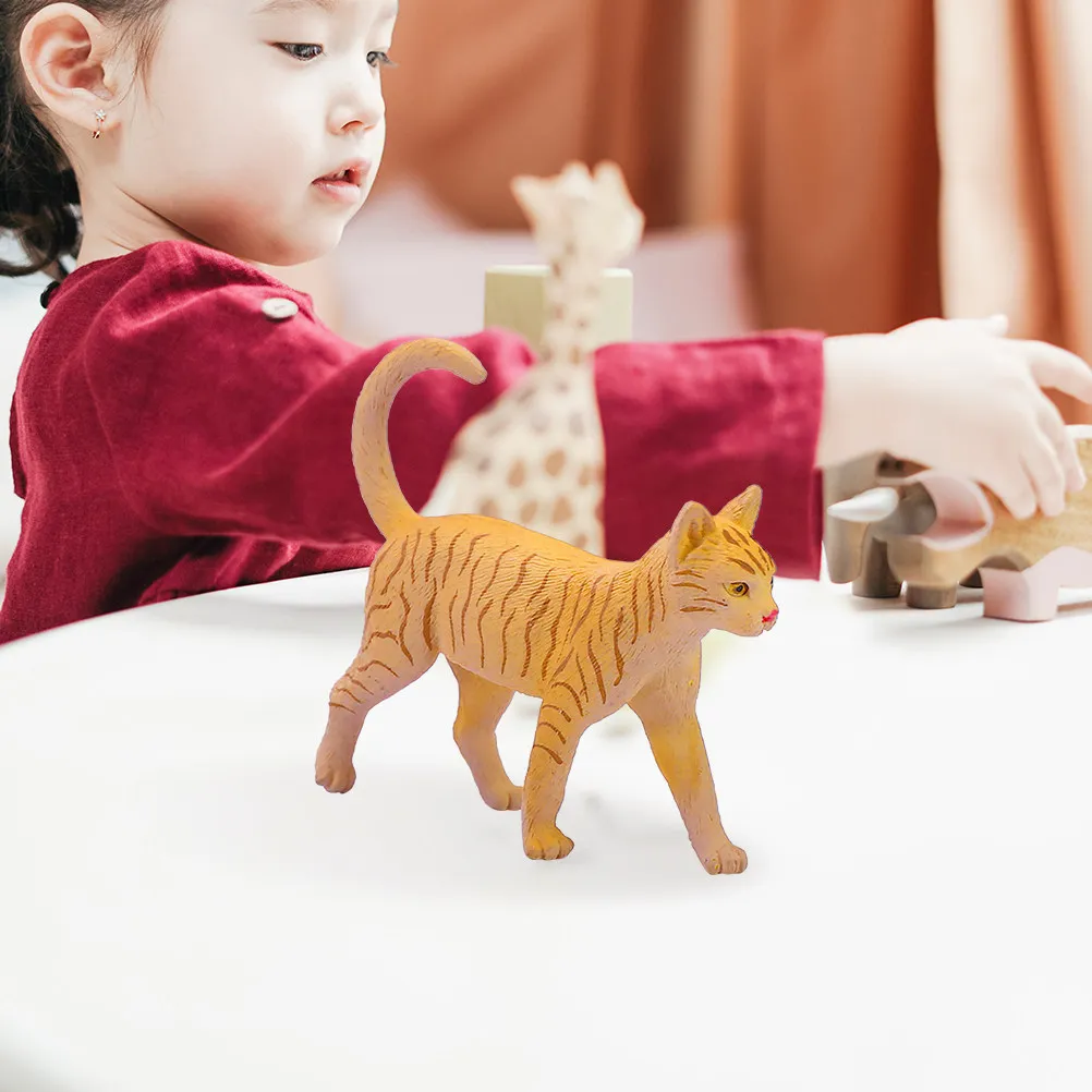 Lifelike Simulation Cat Sculpture Creative Desktop Ornament Compact Design Cartoon Kitten Home Decoration Office Garden