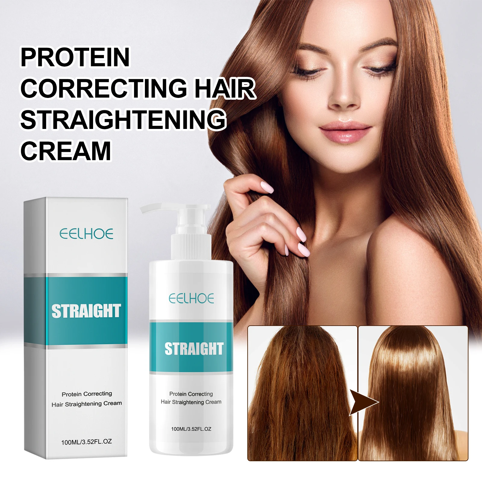 Kollagenglättungs-Haarglättungscreme für trockenes, krauses Haar, kein Glätteisen erforderlich, Tiefenreparatur, Glanz, Leave-in-Conditioner, 100 ml