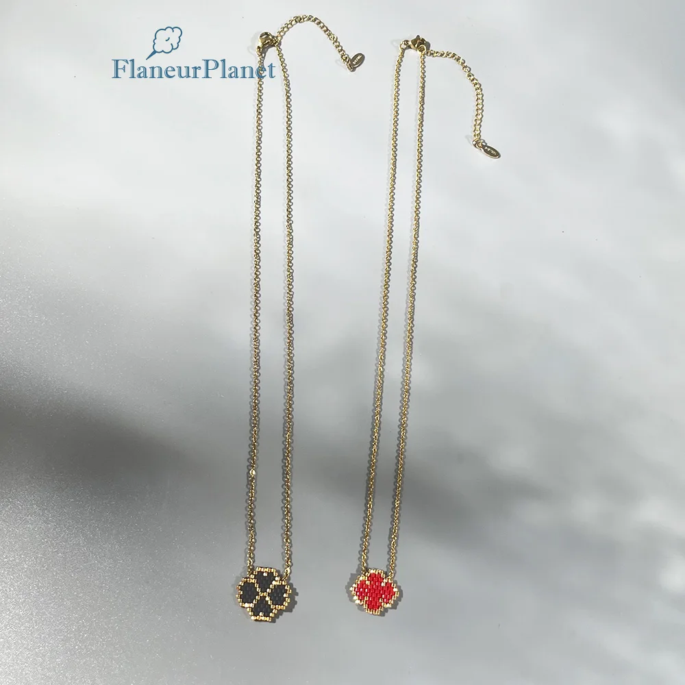 FlaneurPlanet Fashion Women Clover Jewelry Lucky Four Leaf Clover Necklace Stainless Steel Handmade image 3