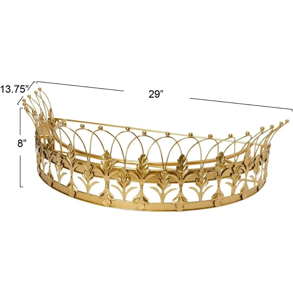 Decorative Metal Curtain Crown Gold Finish Canopy Top Bedroom Decor-Finials