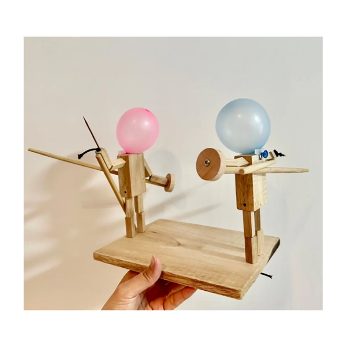 Balloon Bamboo Man Battle Handmade Woodbots Wooden Fencing Wooden Bots Battle Game