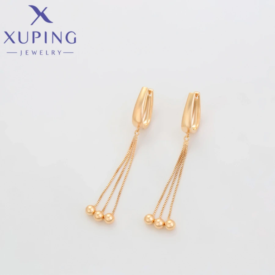 Xuping Jewelry New Exquisite Hang Ear Clips Gold Color Piering Sag Earrings for Women Unique Christmas Classics Gifts 14E2372702